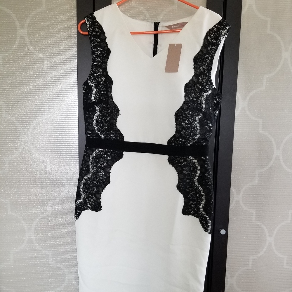 Women Wedding Party cocktail dress with black lace